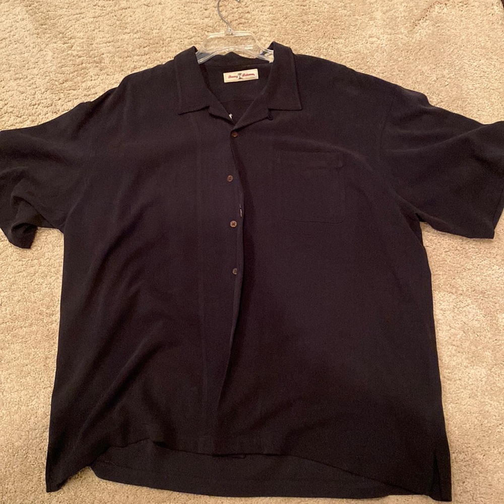 Tommy Bahama Black Short Sleeve Casual Button-Down Shirt